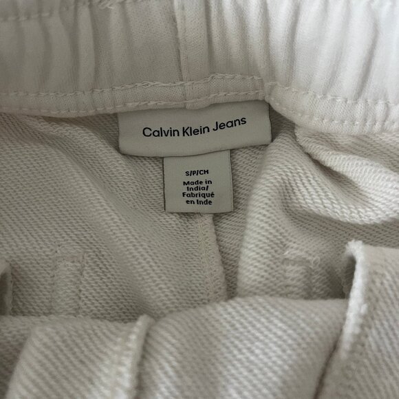 Calvin Klein Womens Archive Logo Fleece Cargo Joggers Cream Size Small NWOT! - Picture 4 of 7